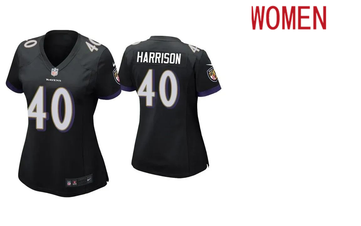 Women Baltimore Ravens 40 Malik Harrison Nike Black Game NFL Jersey